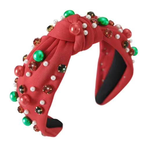 Miniatura 39 de Diadema anudada con joyas para mujeres y niñas, diadema de diamantes de imitación de cristal brillante, nudo superior ancho para mujer, diadema Negro