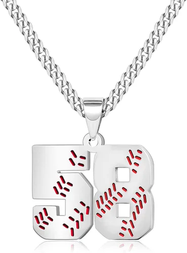 Miniatura 18 de Btysun Collares de béisbol de béisbol número 0-99 dijes de acero inoxidable para hombres, regalos de béisbol, papá, marido, regalo de Navidad