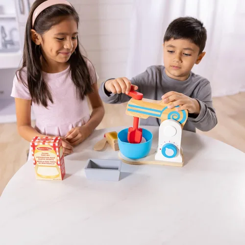 Miniatura 2 de Juego de batidor de madera para tortas de Melissa & Doug, 11 piezas, accesorios de comida y cocina, individual, Multicolor