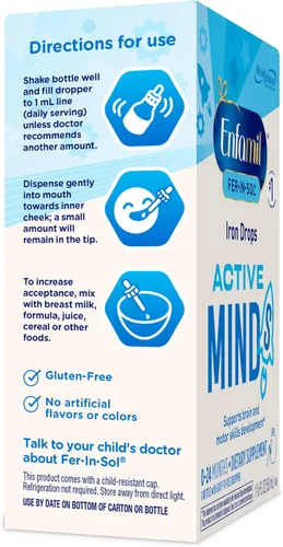 Miniatura 10 de Enfamil Fer-in-Sol - Suplemento de hierro en gotas para bebés, botella con dosificador de 1.7 fl oz (paquete de 2)
