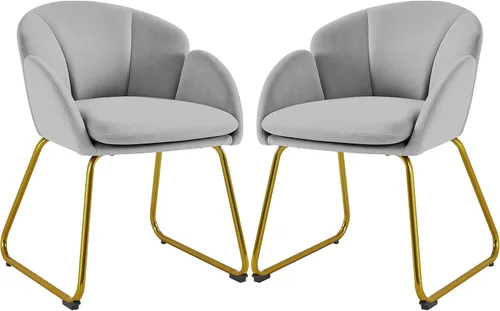 Miniatura 12 de Yaheetech Silla de terciopelo para sala de estar, sillón en forma de flor con patas doradas, silla lateral tapizada para tocador, sala de estar
