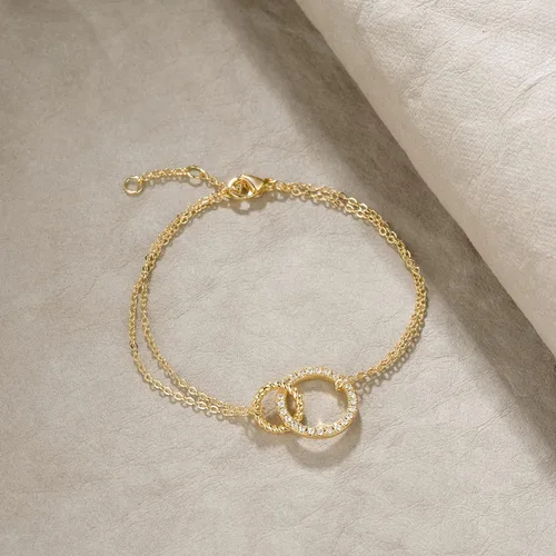 Miniatura 5 de MEVECCO Pulsera de cadena de oro para mujer, chapada en oro de 18 quilates, pulsera ajustable en capas, delicada pulsera minimalista hecha a mano