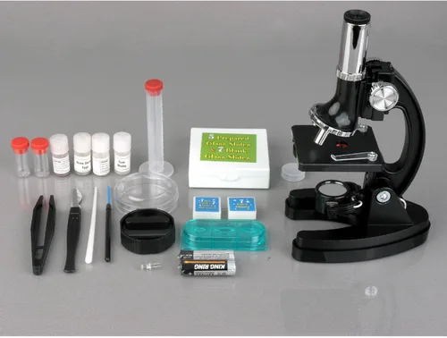 Miniatura 5 de AmScope Serie M30 Kit de microscopio STEM de 52 piezas para niños, microscopio compuesto monocular, portátil para niños, incluye placa de Petri