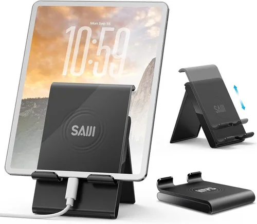 SAIJI Soporte ajustable para tableta, portátil, plegable, para escritorio, compatible con iPad, iPhone, Nintendo Switch, Samsung Galaxy y Kindle