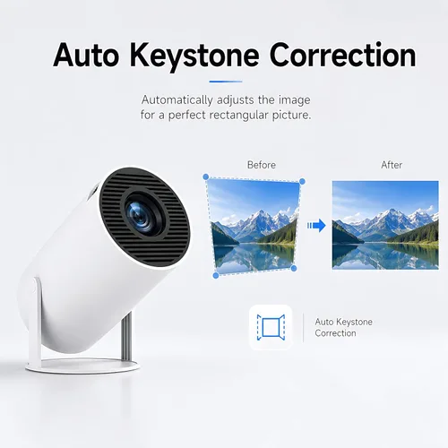 Miniatura 4 de Mini proyector HY300 Pro, proyector portátil Android 13 con WiFi y Bluetooth, compatible con video 4K, Keystone automático, rotación de 180°