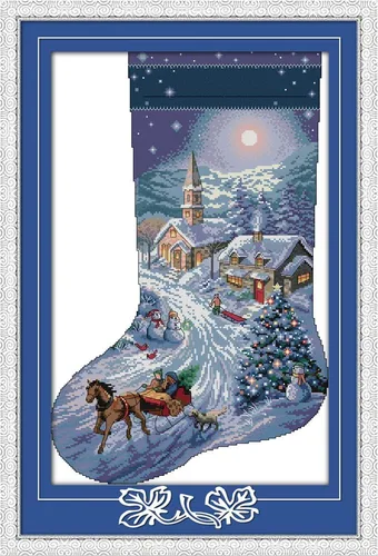 Miniatura 6 de Howie's Needlepoint Kits de punto de cruz, kits de bordado de patrón navideño preimpreso de 14 quilates, gama completa de kits de costura