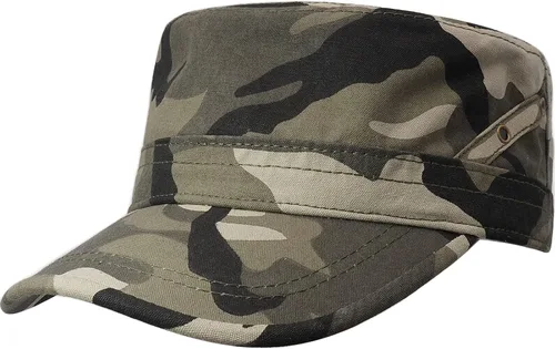 Miniatura 10 de Gorra militar unisex, estilo cadete, ajustable, de algodón lavado, con parte superior plana, gorra de béisbol