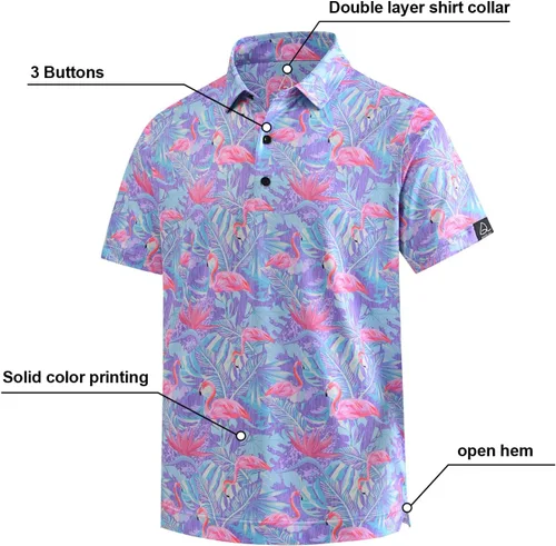 Miniatura 59 de DEOLAX Camisa de golf para hombre, con estampado de moda, atlética, de manga corta, clásica, casual, ajuste seco, suave, para hombres