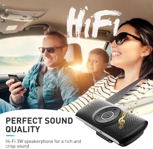 Miniatura 4 de AGPTEK Altavoz de coche con Bluetooth 5.3, kit de teléfono manos libres para llamadas, GPS y música con ranura para tarjeta TF, conexión Negro
