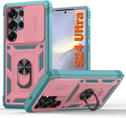 Miniatura 32 de PASNEW Funda para Samsung Galaxy S22 Ultra 5G, cubierta de cámara deslizante y soporte de dedo de metal giratorio de 360°, militar, resistente, a