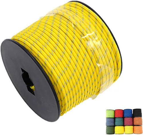 Miniatura 24 de Cuerda de nailon trenzada sólida de 1/8 pulgadas (3mm) de 164 pies, cordón paracord de 5 hebras, cuerda delgada para manualidades, multiusos