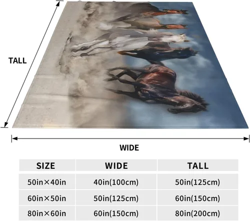 Miniatura 2 de Manta de caballo, suave y cálida manta de felpa polar de 50 x 40 pulgadas, manta de franela suave y acogedora para cama, sofá, oficina, campamento