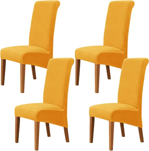 Miniatura 39 de Stretch Velvet Dining Chair Slipcovers Solid Color Armless Chair Cover with Elastic Bottom for Dining Room Kitchen Banquet (Blue, Set of 2)