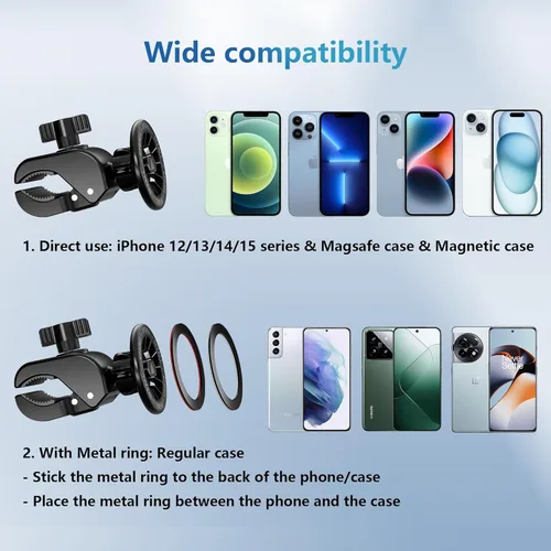 Miniatura 4 de Soporte para teléfono para cochecito, compatible con MagSafe – 16 x N52 Soporte de teléfono para cochecito de bebé, cinta de correr, gimnasio
