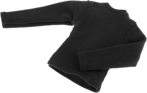 Miniatura 2 de Colaxi Camiseta de manga larga con figura de hombre a escala 1/12, ropa de muñeca en miniatura para figura de 6 pulgadas, color negro