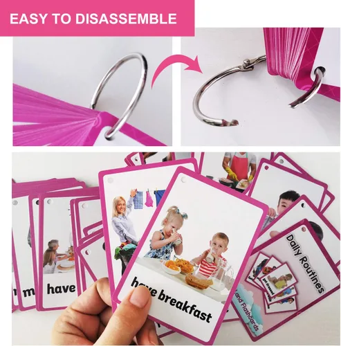 Miniatura 6 de 45 unids/set de rutinas diarias regalos para niños tarjetas flash inglés tarjeta de bolsillo educativo aprendizaje bebé juguetes para niños
