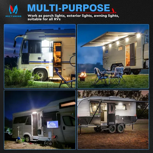 Miniatura 6 de MICTUNING Luz de Porche para RV, 13 Pulgadas 90W Luz LED Exterior Utilitario para Toldo 6000K, Carcasa de Aluminio IP67 Impermeable, Iluminación