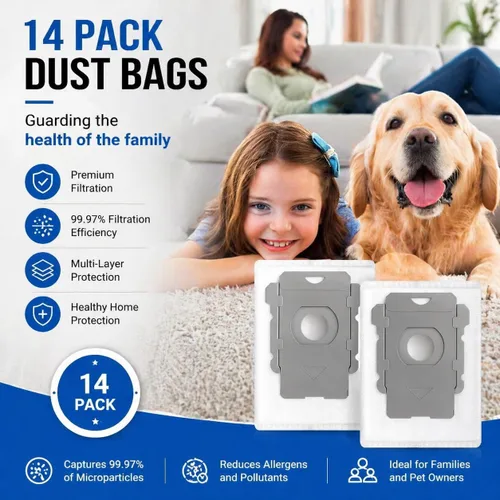 Miniatura 8 de Paquete de 14 bolsas de vacío de repuesto compatibles con iRobot Roomba i & s y j Series i7, i7+, i3, i3+, i1+, i4, i4+, i6, i6+, i8, i8+, j6, j6+