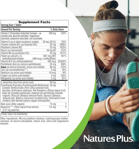 Miniatura 4 de NaturesPlus Hema-Plex Iron - 30 tabletas de liberación lenta - 85 mg de hierro quelado - Salud total de la sangre - con vitamina C y bioflavonoides