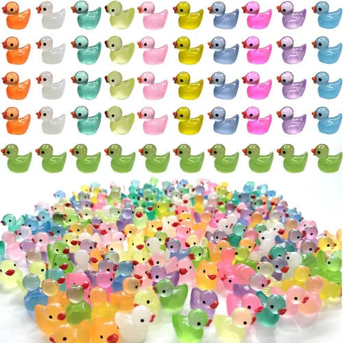 Miniatura 8 de Cidinge 100 piezas Mini patos luminosos y patos de resina para decoración de micro jardín y casa de muñecas