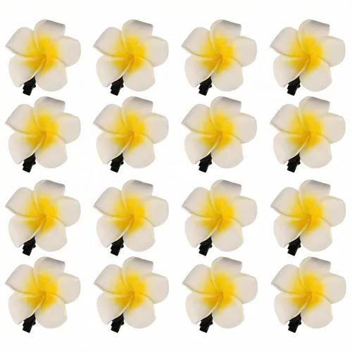Miniatura 8 de 12 pinzas para el cabello de 2.36 pulgadas para mujeres y niñas, estilo hawaiano hawaiano, bohemio, plumeria, espuma, flores, decoración, pasador