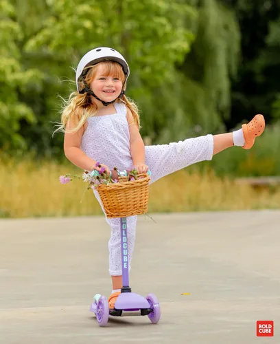 Miniatura 8 de BOLDCUBE Teeny Patinete de 3 ruedas color menta para niños y niñas de 3 a 6 años Ruedas intermitentes Altura ajustable de 53 a 70 cm Mi Lila