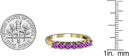 Miniatura 3 de Dazzlingrock Collection 2.5mm Round Gemstone Seven Stone Stackable Wedding Band for Women in 14K Solid Gold