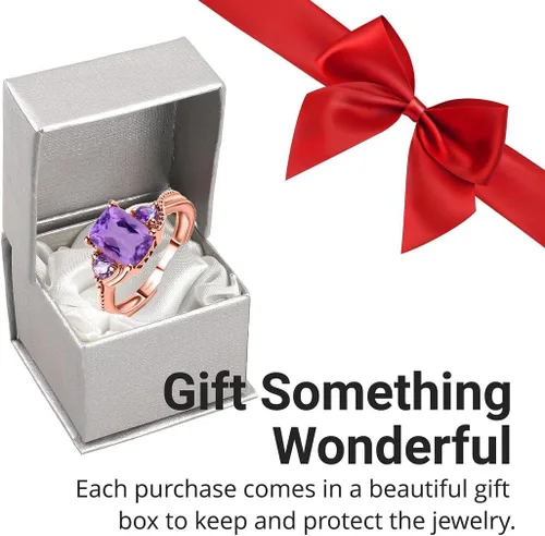 Miniatura 6 de Shop LC Purple Amethyst Promise Engagement Rings for Women 14K Rose Gold Plated 925 Sterling Silver Bride Birthday Gifts