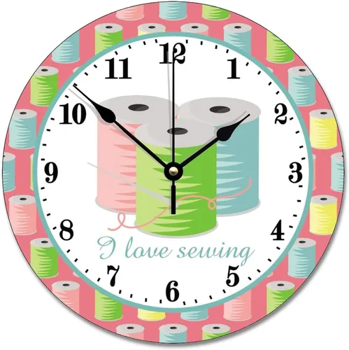 Miniatura 18 de Reloj de pared para tejer uno a la vez, divertido reloj de madera moderno 10 silencioso, sin tictac, de cuarzo, funciona con pilas, para sala