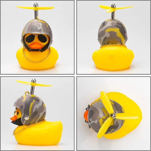 Miniatura 5 de wonuu Decoraciones de pato de goma para automóvil, lindos adornos de pato amarillo para tablero de instrumentos con hélice Desierto