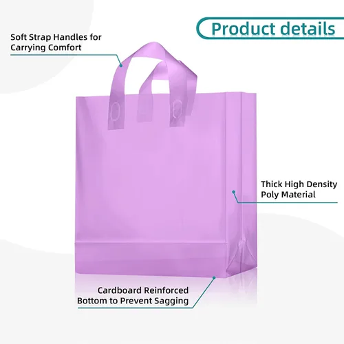 Miniatura 3 de Weewooday 100 Piezas Bolsas de Regalo de Plástico Esmerilado con Asas para Pequeñas Empresas Bolsas de Compras Transparentes con Fondo de Cartón, 4