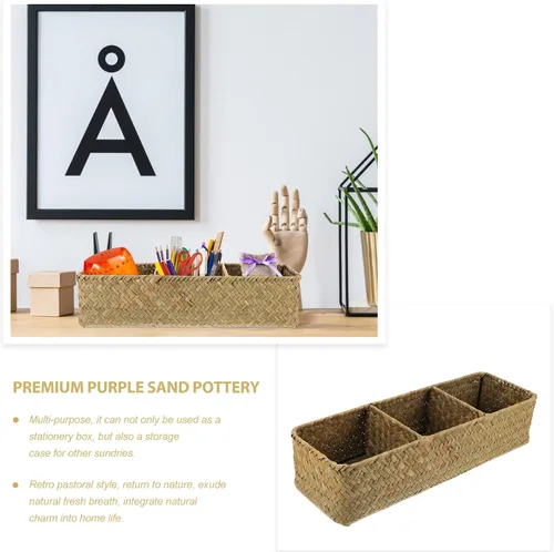 Miniatura 8 de FOMIYES Caja de almacenamiento tejida de 3 piezas, organizador tejido para el hogar, organizador de artículos diversos para el hogar, organizador