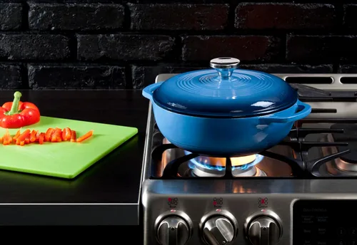 Miniatura 2 de Lodge, EC3D33 - Horno holandés de hierro fundido esmaltado, 3 cuartos de galón, azul caribe
