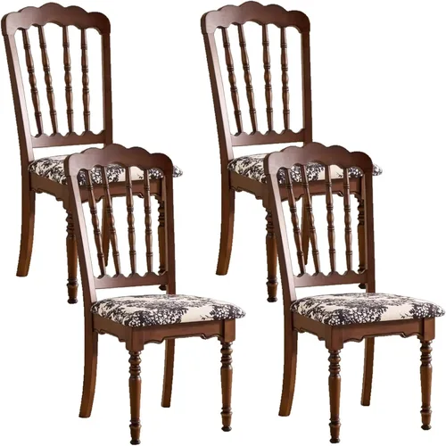 Miniatura 23 de Wooden Dining Chairs Set of 4 Upholstered Kitchen Chair with Slatted Backrest, Classic Armless Dining Chair for Restaurants/Kitchens(Leather Cushion