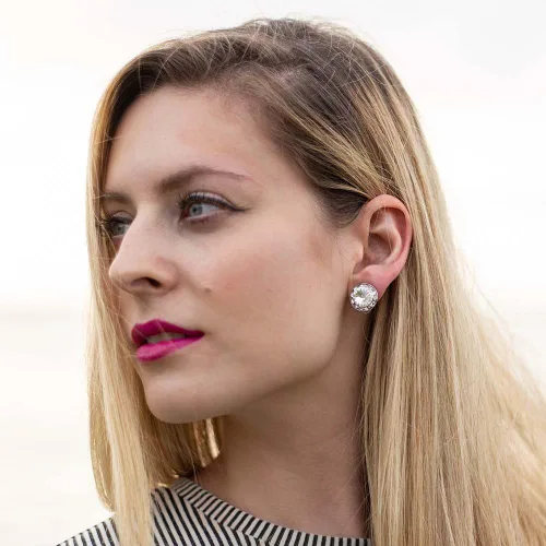 Miniatura 2 de PammyJ - Aretes de cristal transparente de 0.591 in, Cristal