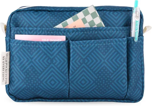 Miniatura 20 de qianshan Organizador de Portafolio con Múltiples Bolsillos, Bolsa de Cosméticos Impermeable con Cremallera de Viaje, Bolsa de Almacenamiento