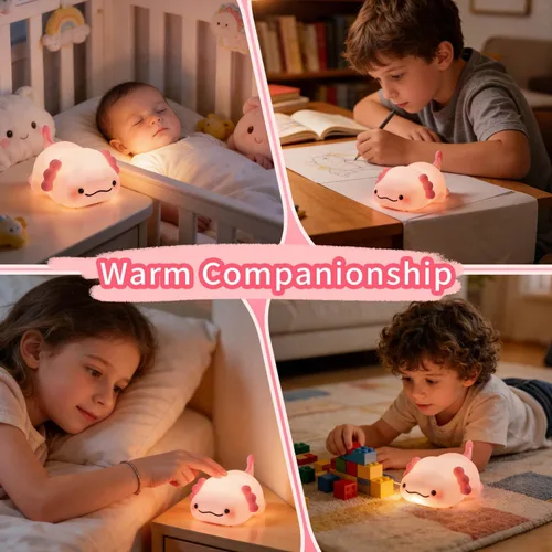Miniatura 7 de Axolotl - Luz nocturna para niños, de silicona blanda de 3 niveles, regulable, control táctil, bonita luz nocturna con temporizador, portátil