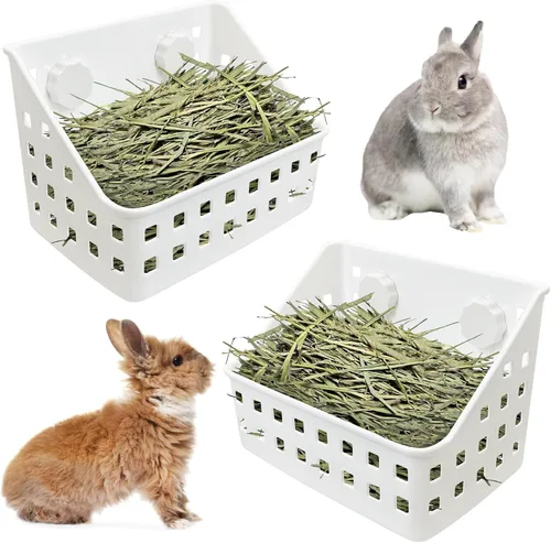 Miniatura 9 de kathson Comedero de heno para conejos, soporte de heno para conejillos de indias, estante de heno de plástico para conejos y animales pequeños