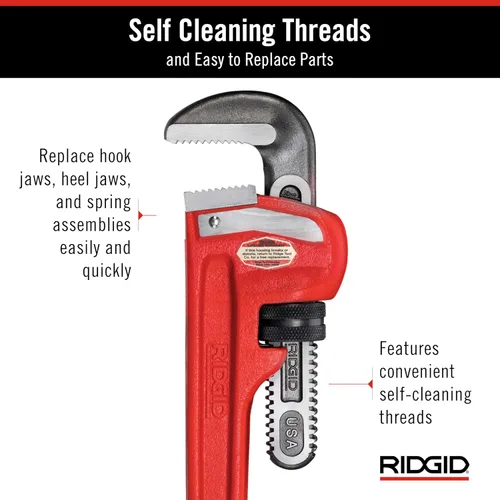 Miniatura 7 de RIDGID 31025 Llave de tubo recta modelo 18 resistente, llave de fontanería de 18 pulgadas