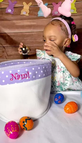 Miniatura 5 de Cesta de Pascua personalizada suave y ligera (rosa bebé)