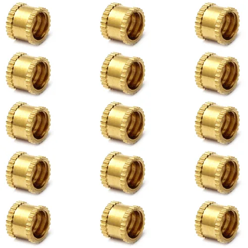 Miniatura 5 de Inserto roscado moleteado, 1/4-0.787 x 0.236 in (H) x 0.315 in (OD) Tuercas de incrustación de cobre roscado, oro 10 piezas