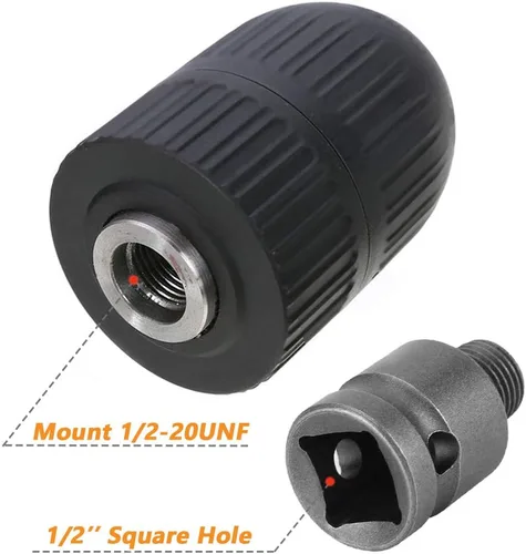 Miniatura 5 de Mesee Adaptador de portabrocas sin llave de capacidad de 0.079-0.512 in, herramienta de conversión de cambio rápido de impacto de rosca de montaje