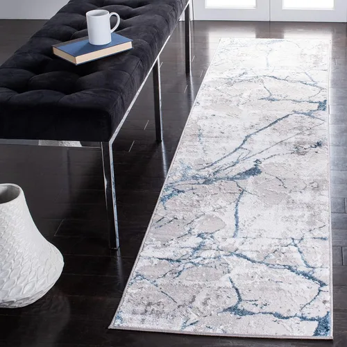 Miniatura 13 de SAFAVIEH Amelia Collection - Alfombra decorativa de 2 x 4 pies, gris y negro, diseño abstracto moderno, no desprende pelusa y de fácil cuidado