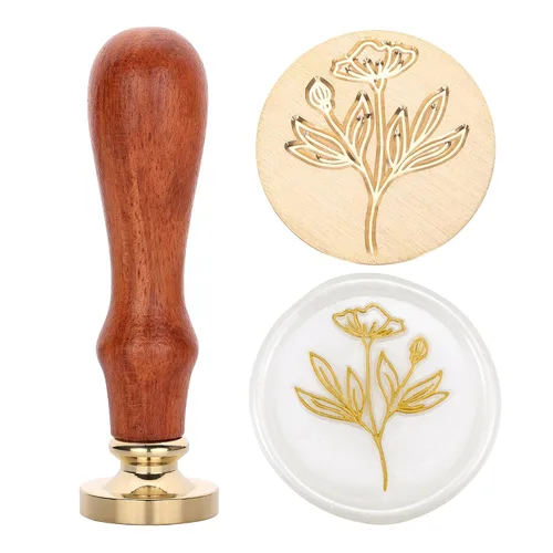 Miniatura 13 de Yoption Sello de cera de rama de olivo, cabeza de latón vintage, sello de cera de sellado de empuñadura de madera para boda, Navidad, fiesta