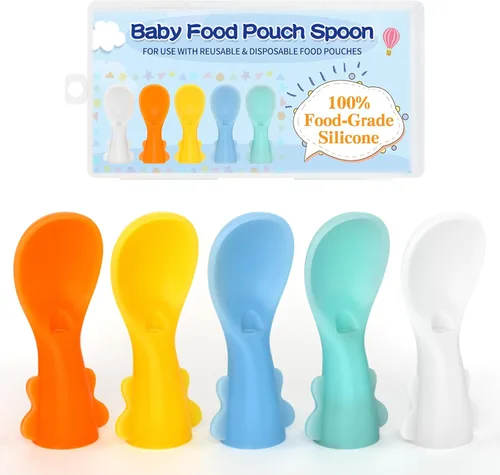 Artículos esenciales para la alimentación infantil y bolsas de comida para bebés: sin costuras, cucharas antigoteo para la dieta del bebé,