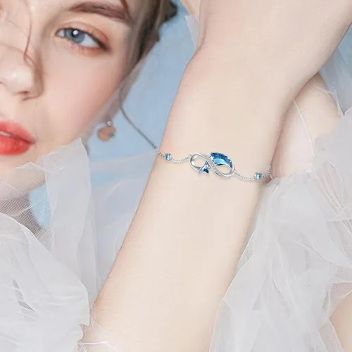 Miniatura 4 de Pulsera de delfín para mujer, de plata de ley, tobilleras de delfín, impermeables, hipoalergénicas, dijes de cristal, regalo único de Navidad