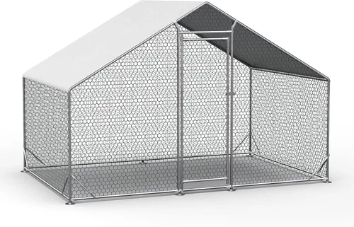 Miniatura 8 de OUYESSIR Gallinero de metal para exteriores, gran gallinero con cubierta impermeable, jaula para aves de corral para uso en patio trasero