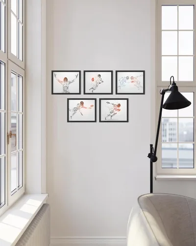 Miniatura 5 de Impresiones artísticas de fútbol americano para pared, juego de 5 (8x10) carteles de fútbol americano sin marco, decoración de sala de fútbol Niños