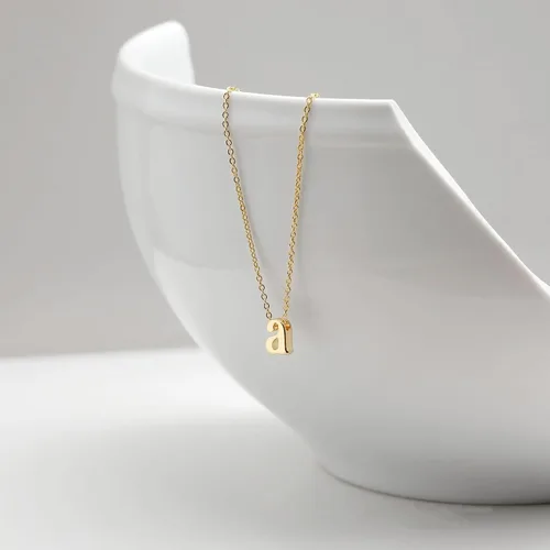 Miniatura 5 de MONOOC - Collares con inicial minúscula para mujeres y niñas, chapado en oro de 14 quilates, minimalista personalizado con nombre con monograma