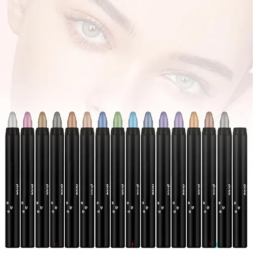 Miniatura 9 de Sombra de ojos en barra brillante, 16 sombras de ojos resaltadoras en lápiz, sombra de ojos con brillo impermeable, lápiz delineador de ojos, sombra